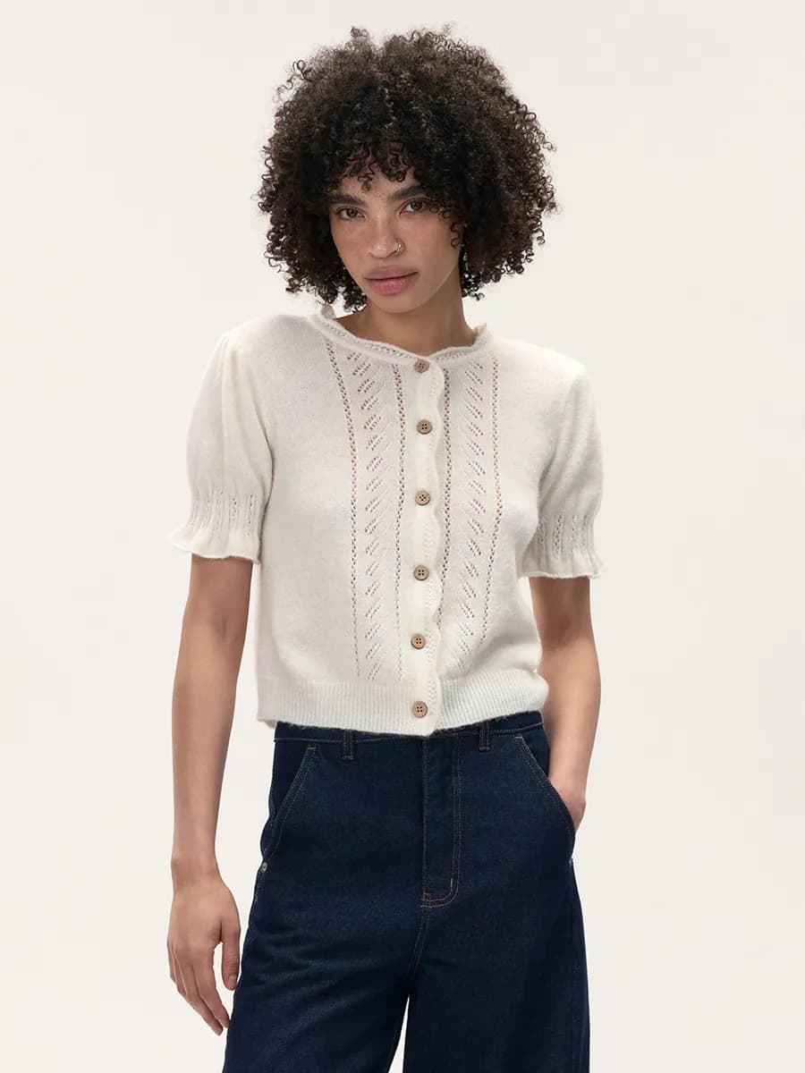 Кардиган на пуговицах с пышными рукавами