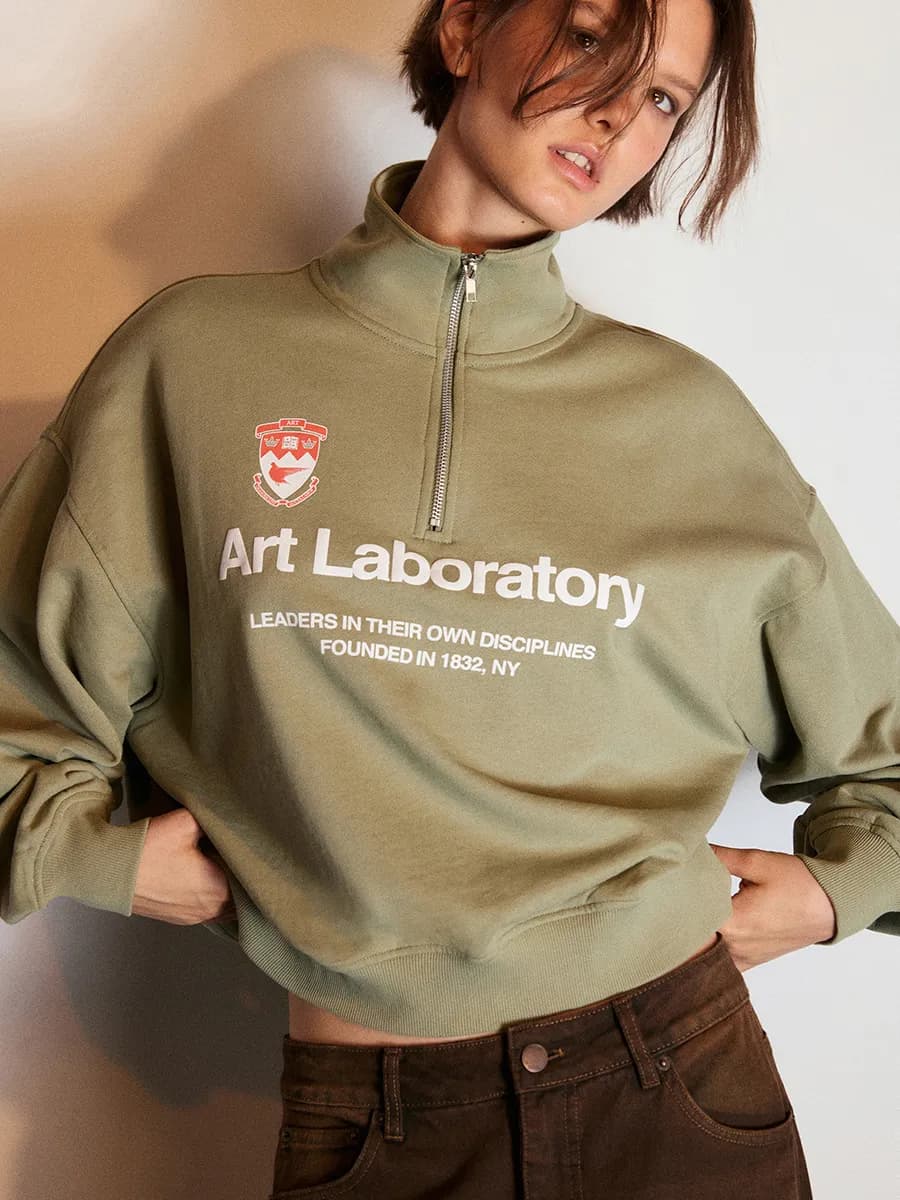 Толстовка полузамок из футера с принтом