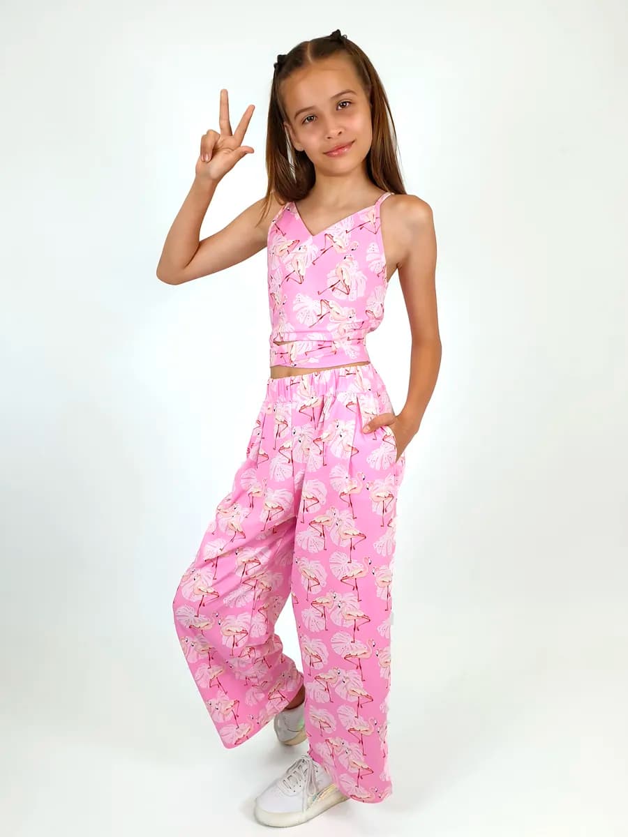 Костюм летний топ с широкими брюками для детей