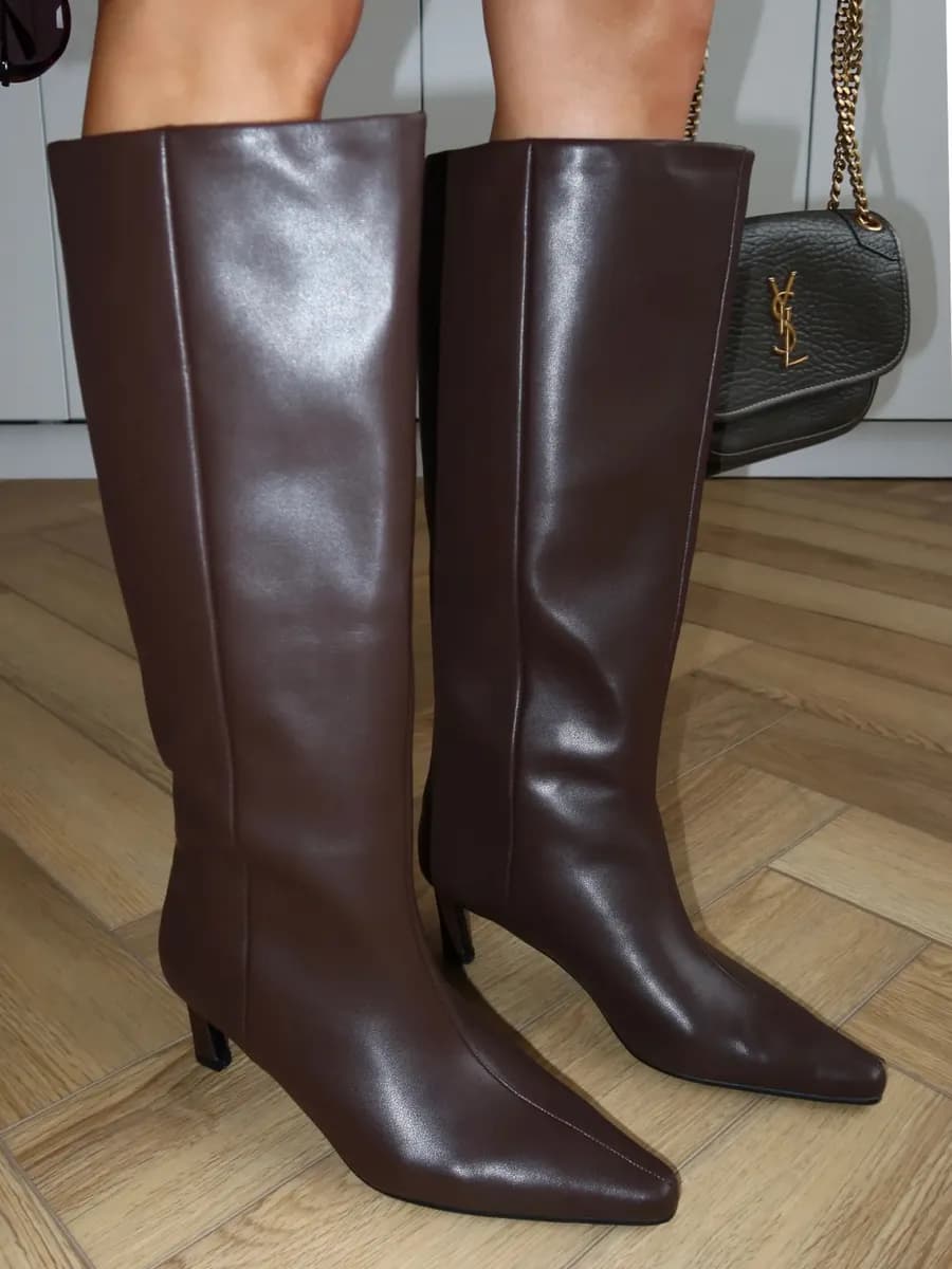 Сапоги демисезонные на каблуке натуральная кожа - фото 1