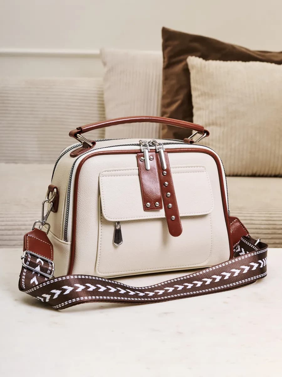 Сумка через плечо кросс-боди средняя кожаная коричневая