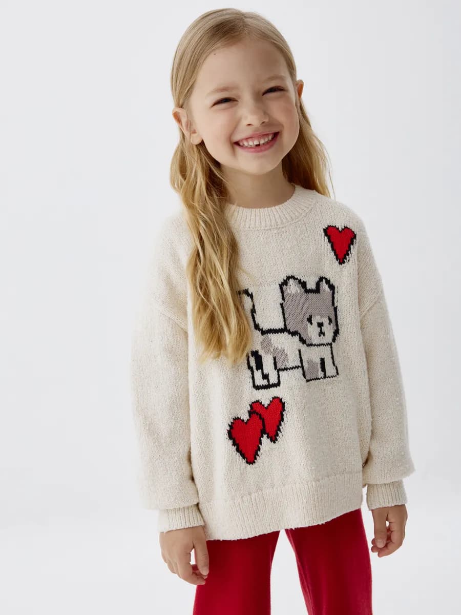 Вязаный джемпер оверсайз с принтом - фото 1