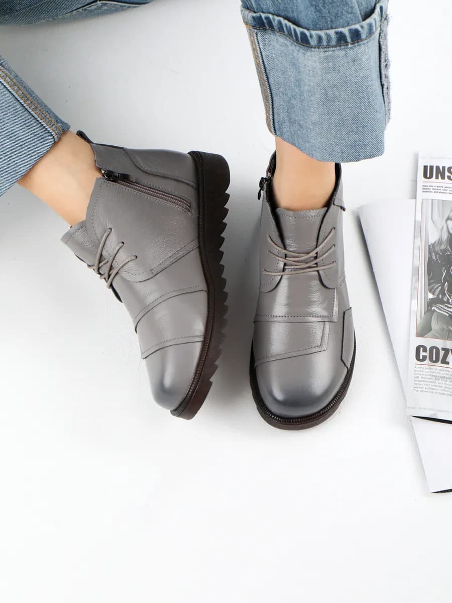 Ботинки демисезонные кожаные на широкую стопу