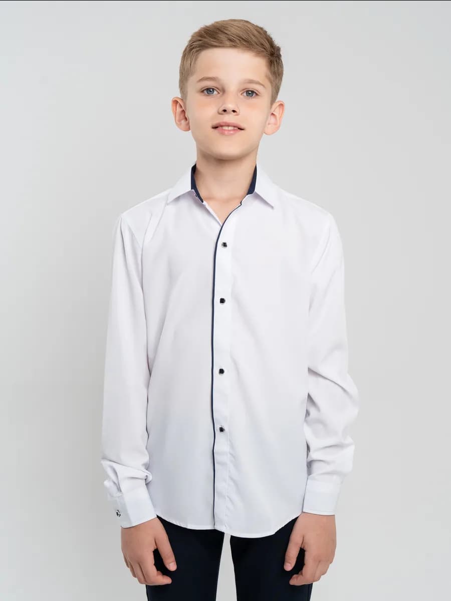 Рубашка для мальчикa белая школьная на пуговицах