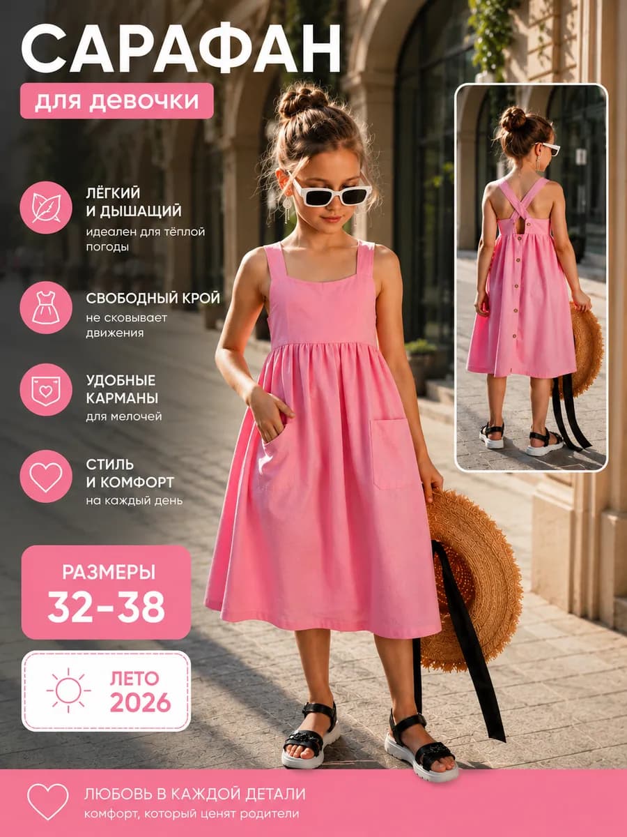 Сарафан летний льняной детский