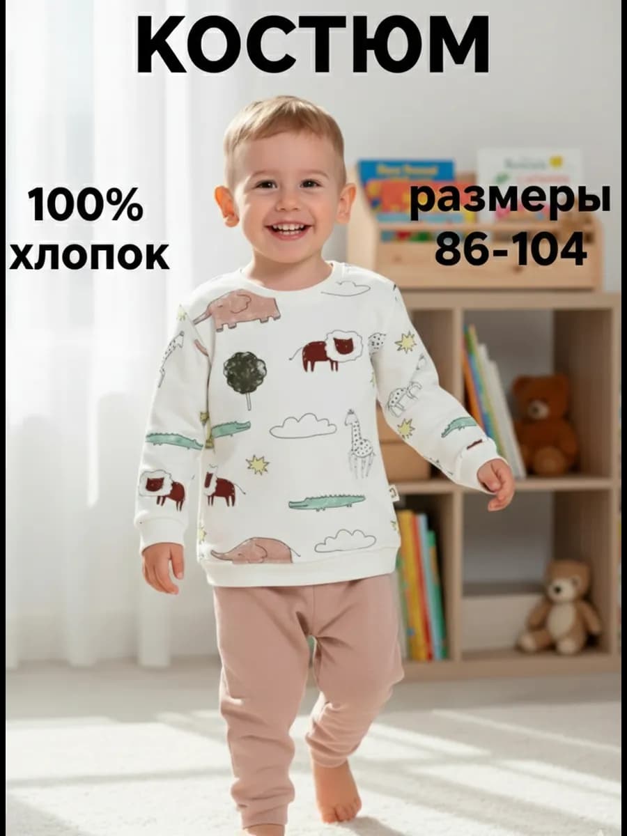 Детский Спортивный костюм с животными сафари