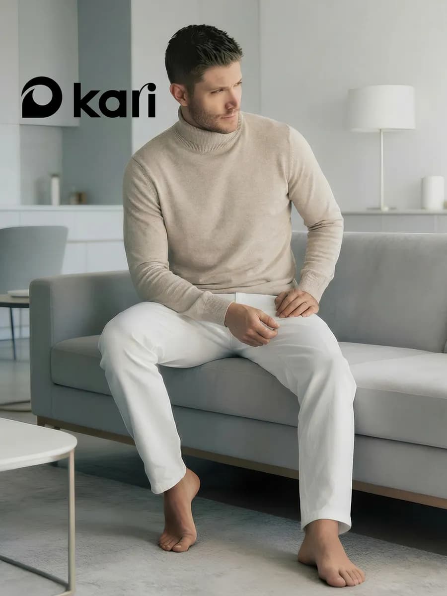 Водолазка мужская с горлом бежевая