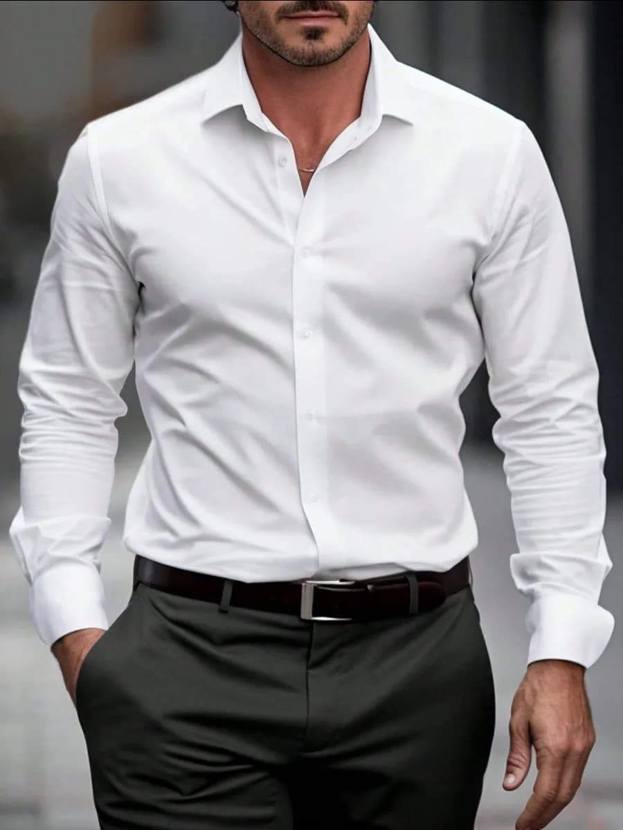 Рубашка с длинным рукавом приталенная классическая