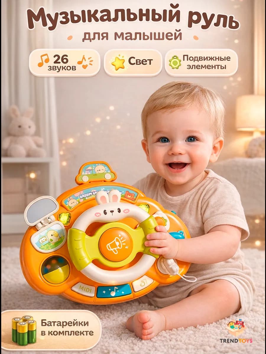 Интерактивная музыкальная развивающая игрушка Руль