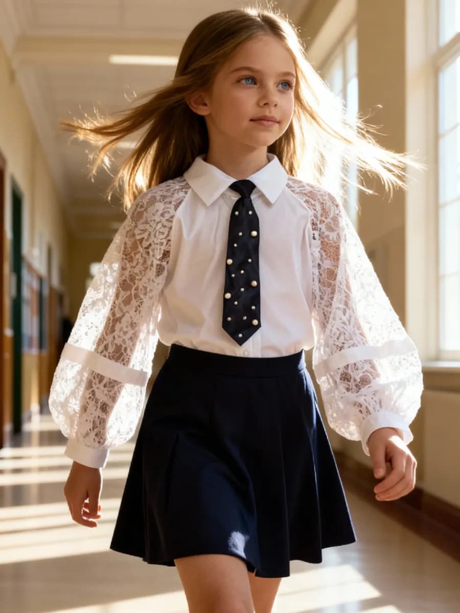 Блузка школьная праздничная рубашка летняя нарядная оверсайз