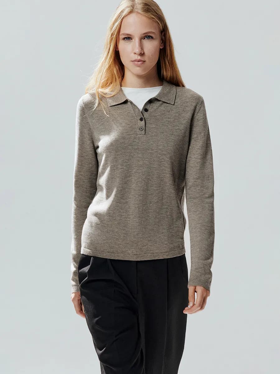 Джемпер поло тонкой вязки с шерстью