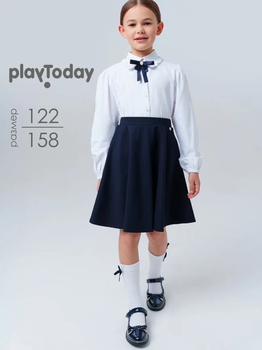 Блузка школьная с бантом и рюшами рубашка белая нарядная