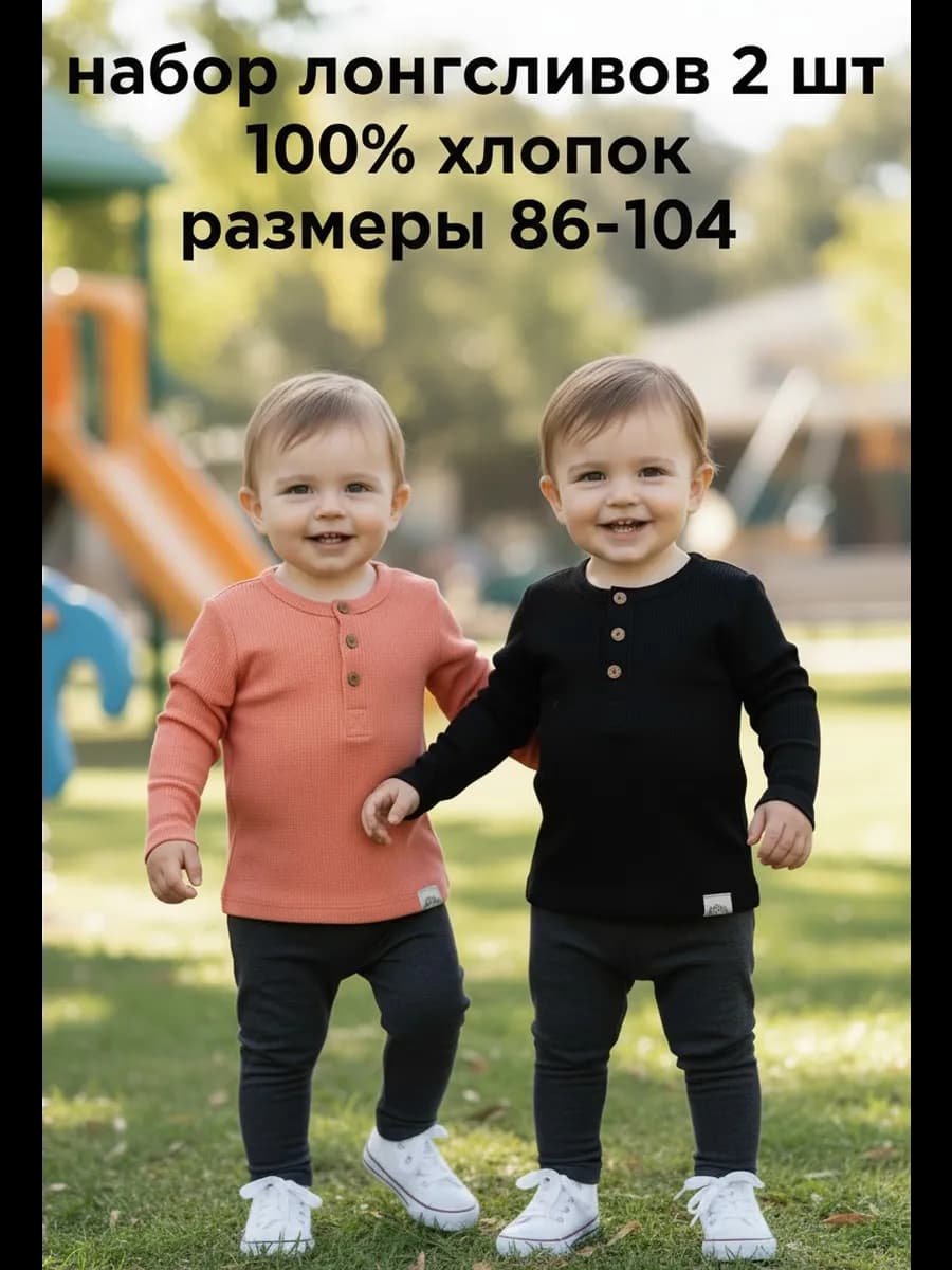 Футболка с длинным рукавом комплект 2 шт хлопок