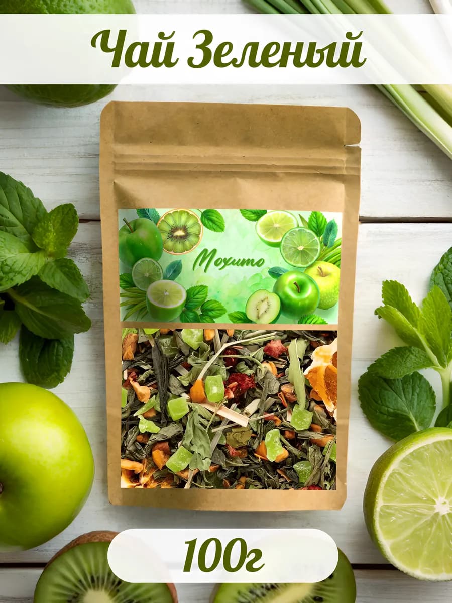 Чай зеленый листовой с мятой и лаймом Мохито