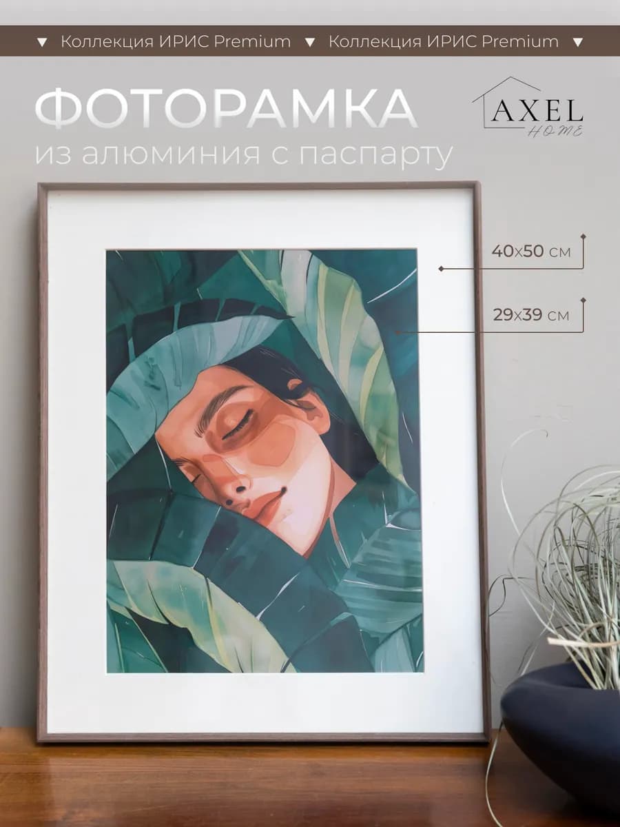 Алюминиевая фоторамка с паспарту 40х50 (29х39)