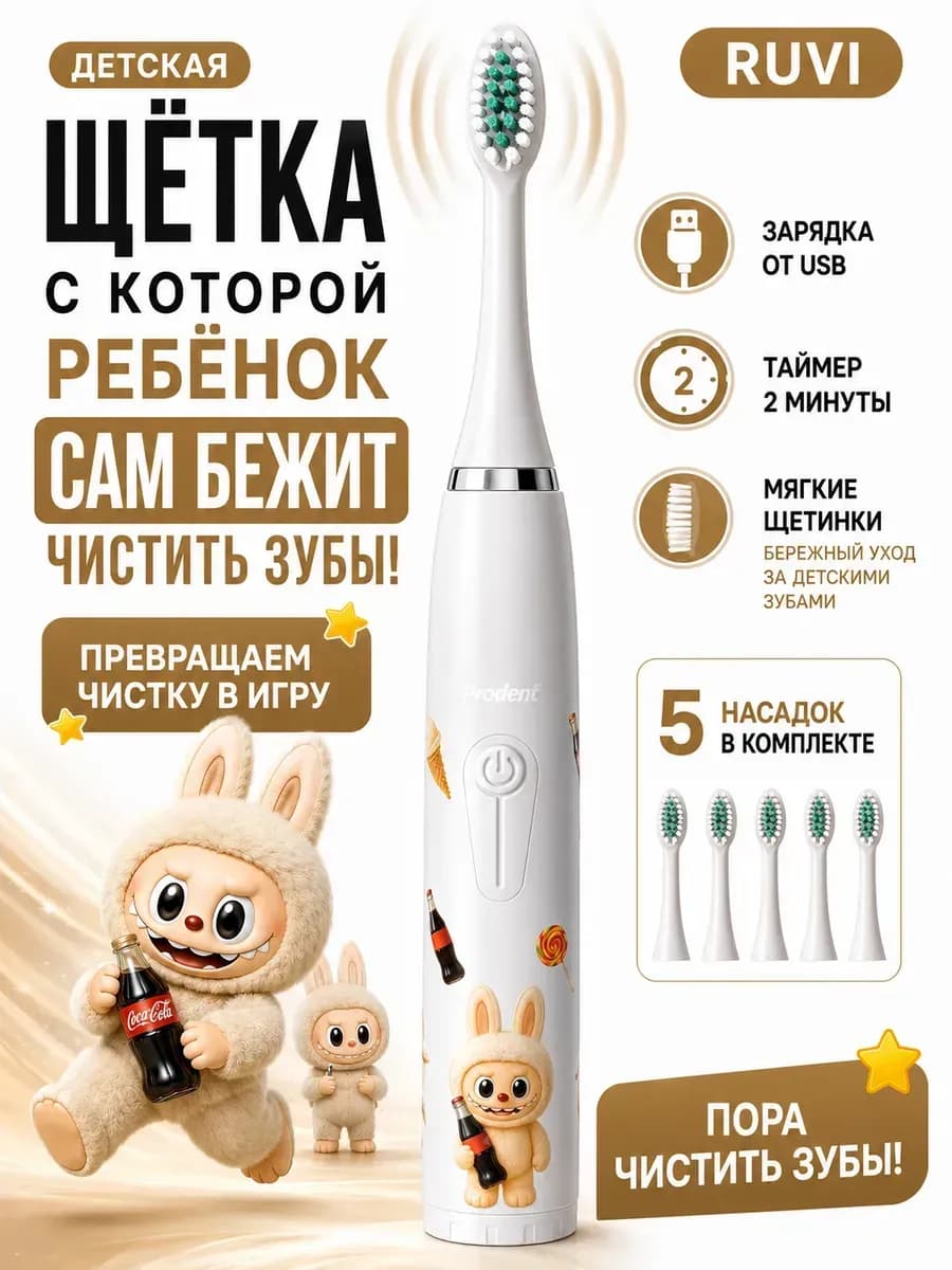 Электрическая зубная щетка детская с таймером
