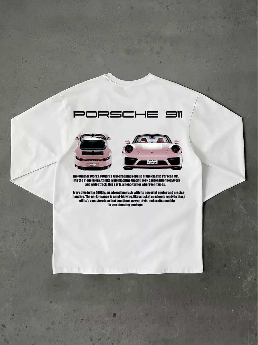 Лонгслив y2k оверсайз с принтом y2к porsche 911 порше 911