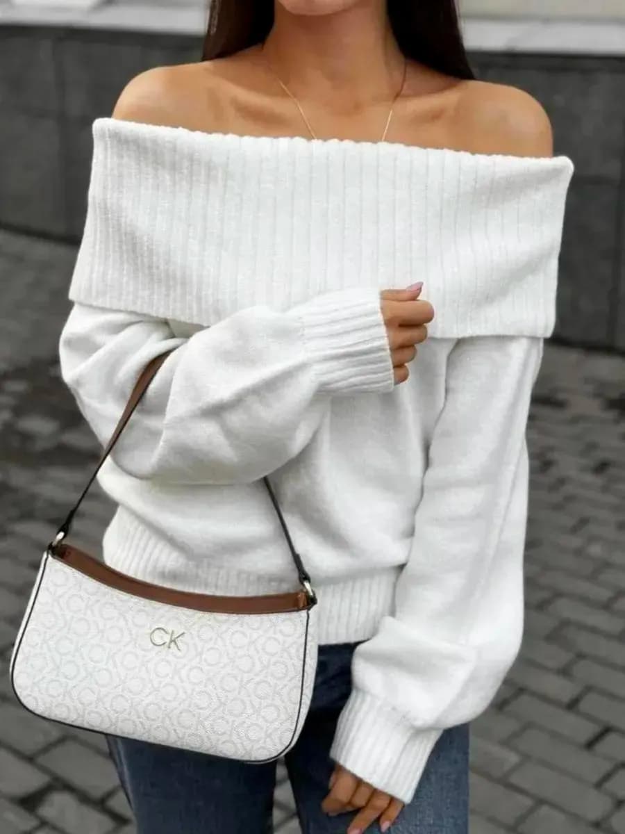 Кофта джемпер с открытыми плечами - фото 1