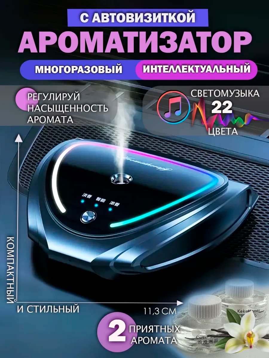 Умный ароматизатор в машину с LED-подсветкой и сенсором