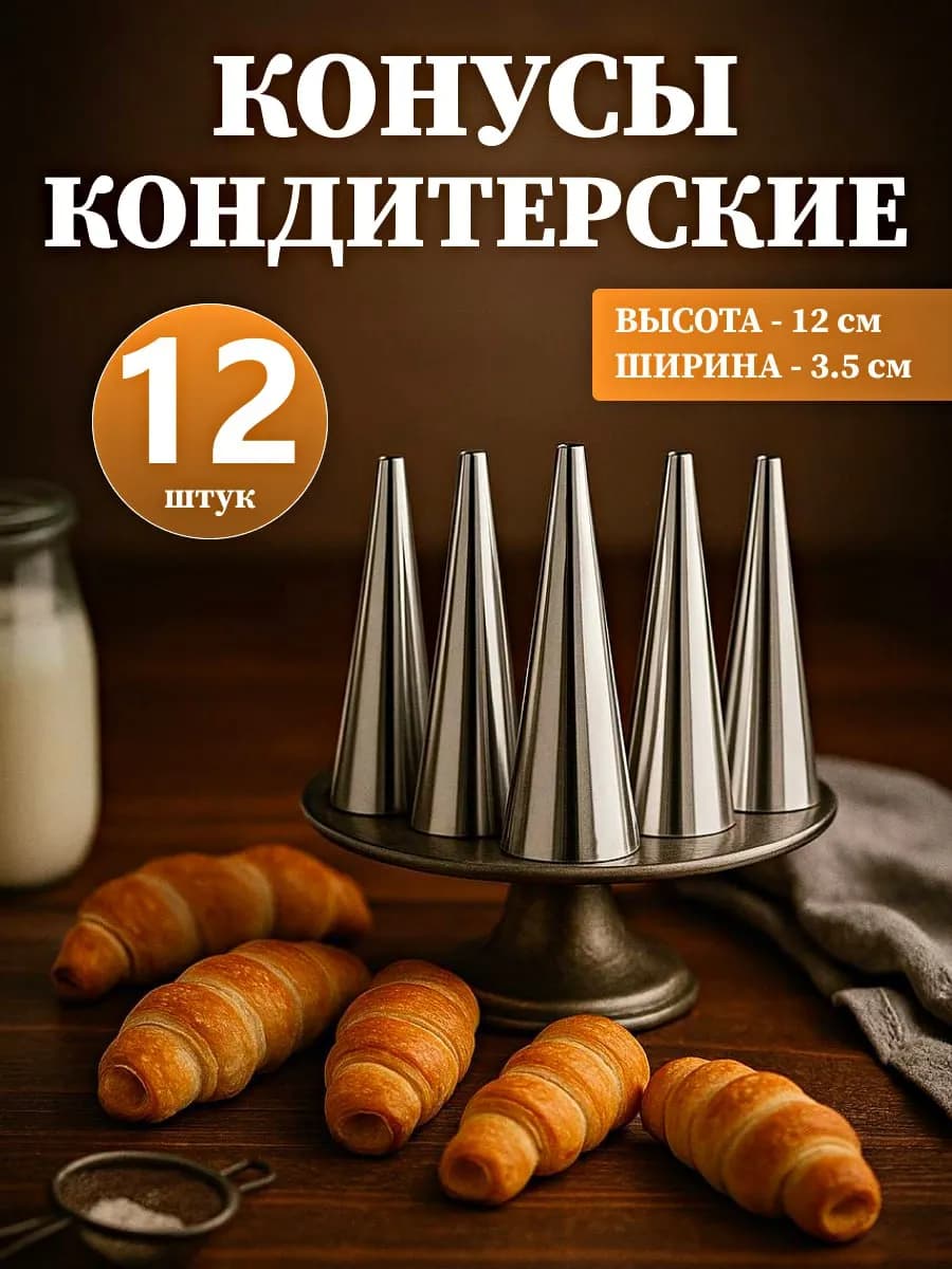 Форма для трубочек конус кондитерские металлические 12шт