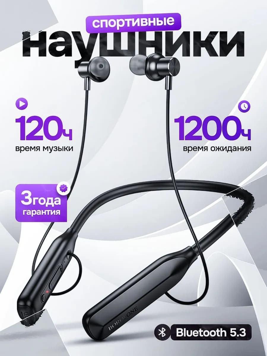 Наушники беспроводные блютуз спортивные на шею с микрофоном