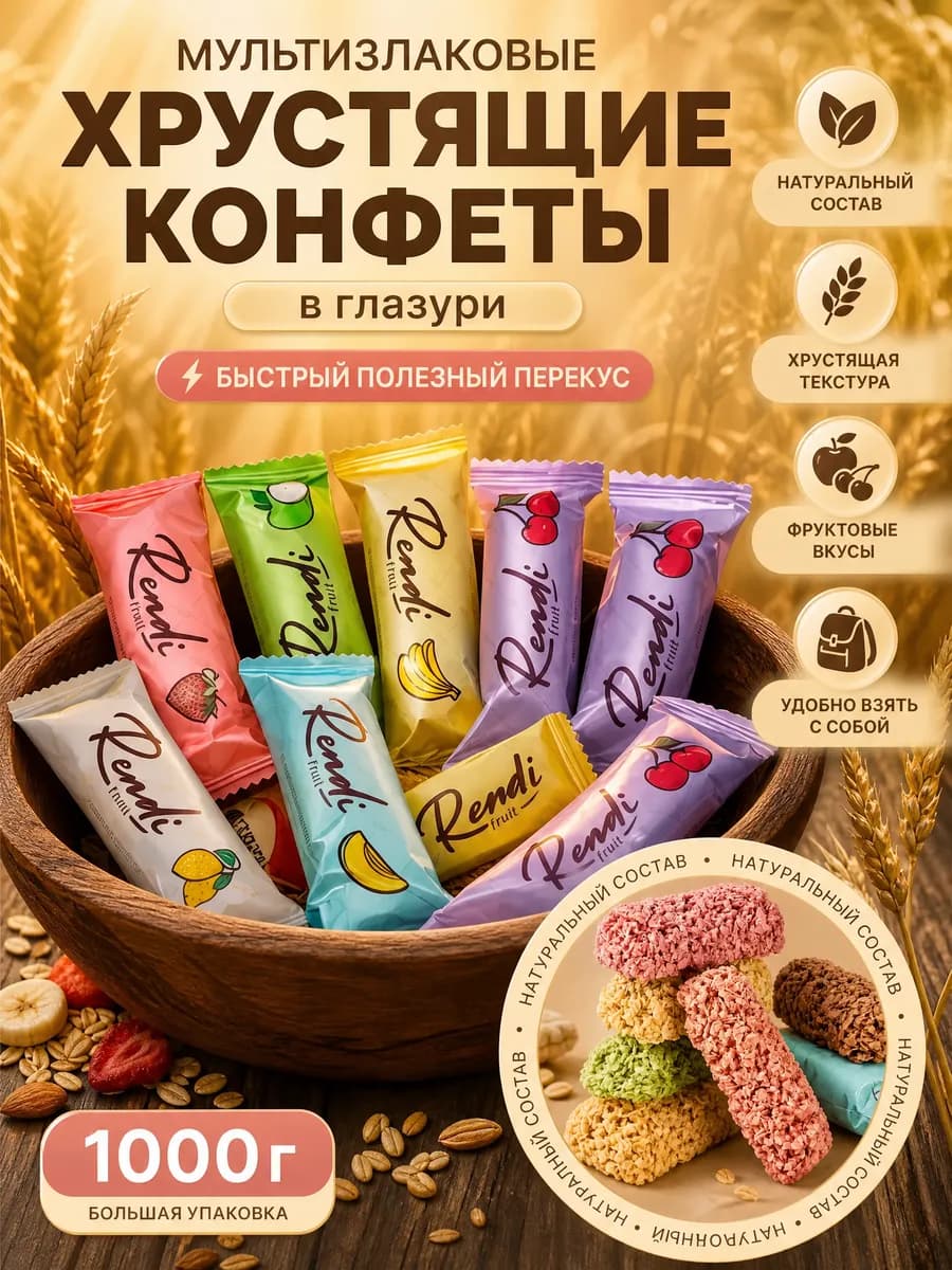 Мультизлаковые конфеты ассорти 1000г