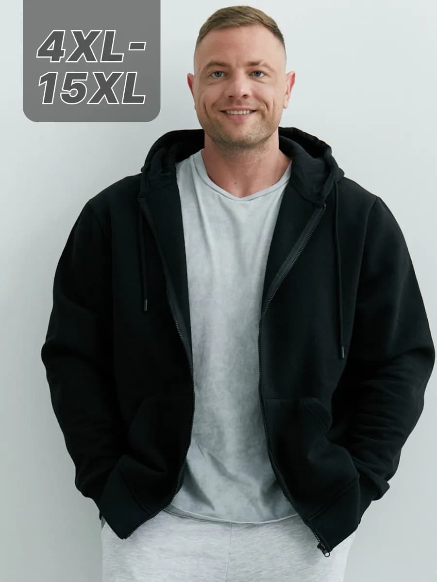 Толстовка на молнии зипка с начесом больших размеров