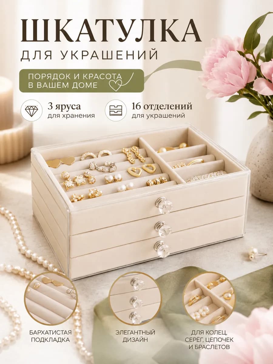 Шкатулка для хранения украшений и часов
