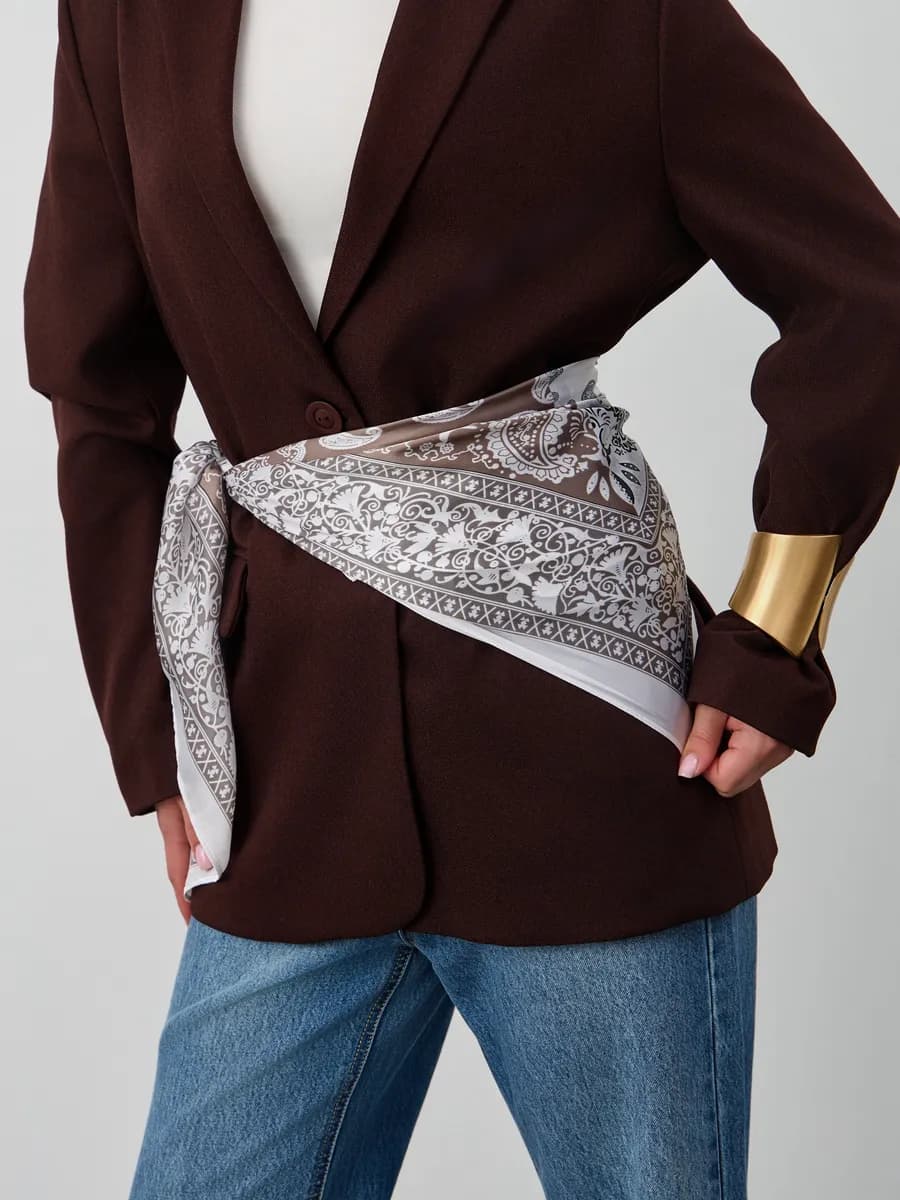 Платок подарок бандана на голову пояс и шею атласный 90*90