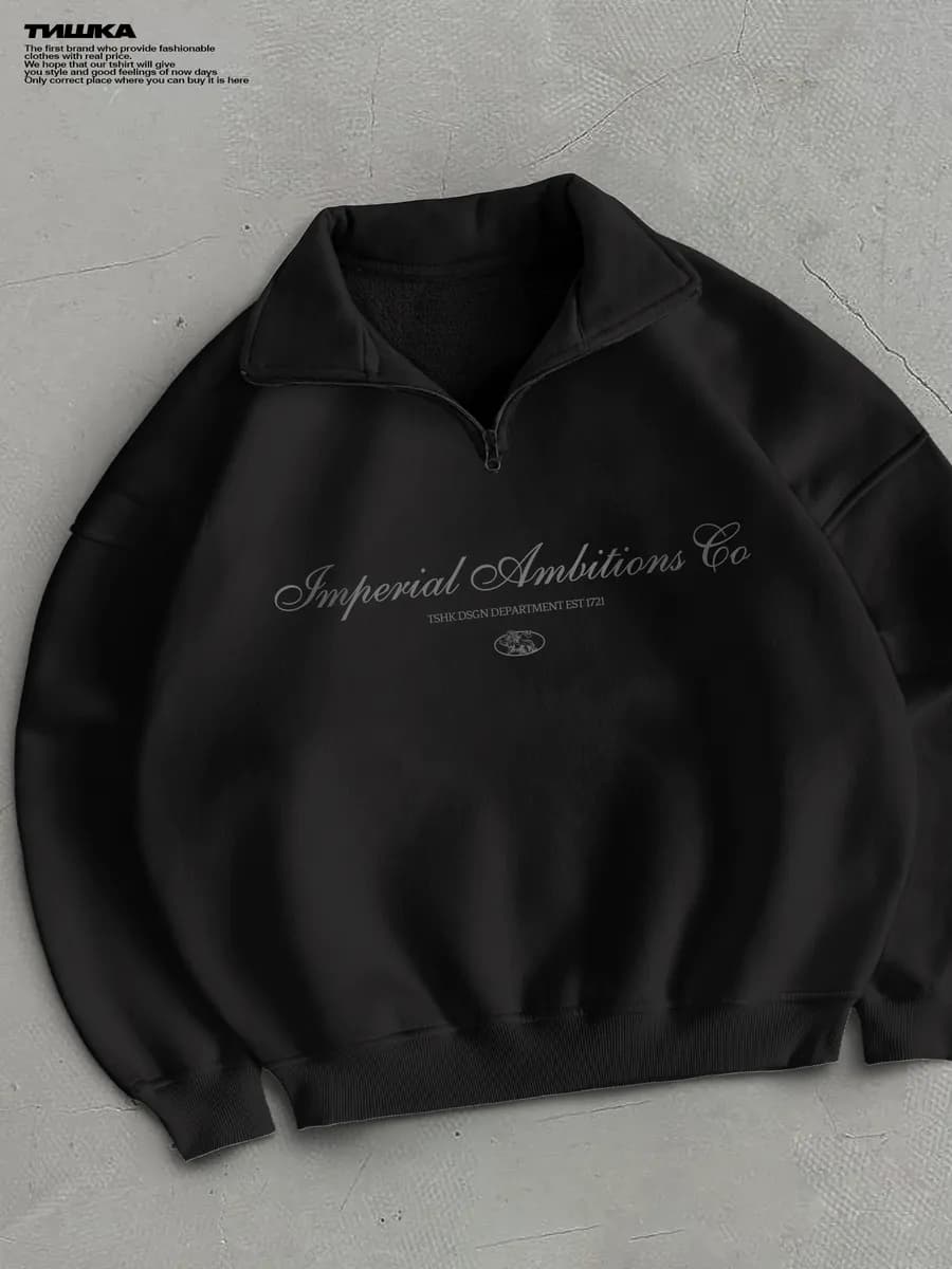 Оверсайз свитшот с воротником old money с надписью