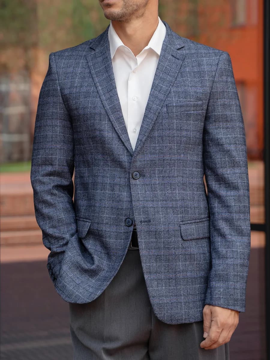 Пиджак классический под джинсы в клетку