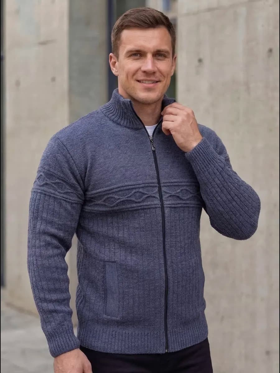 Кофта мужская вязаная на молнии