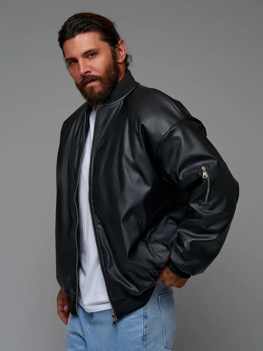 Куртка кожаная бомбер