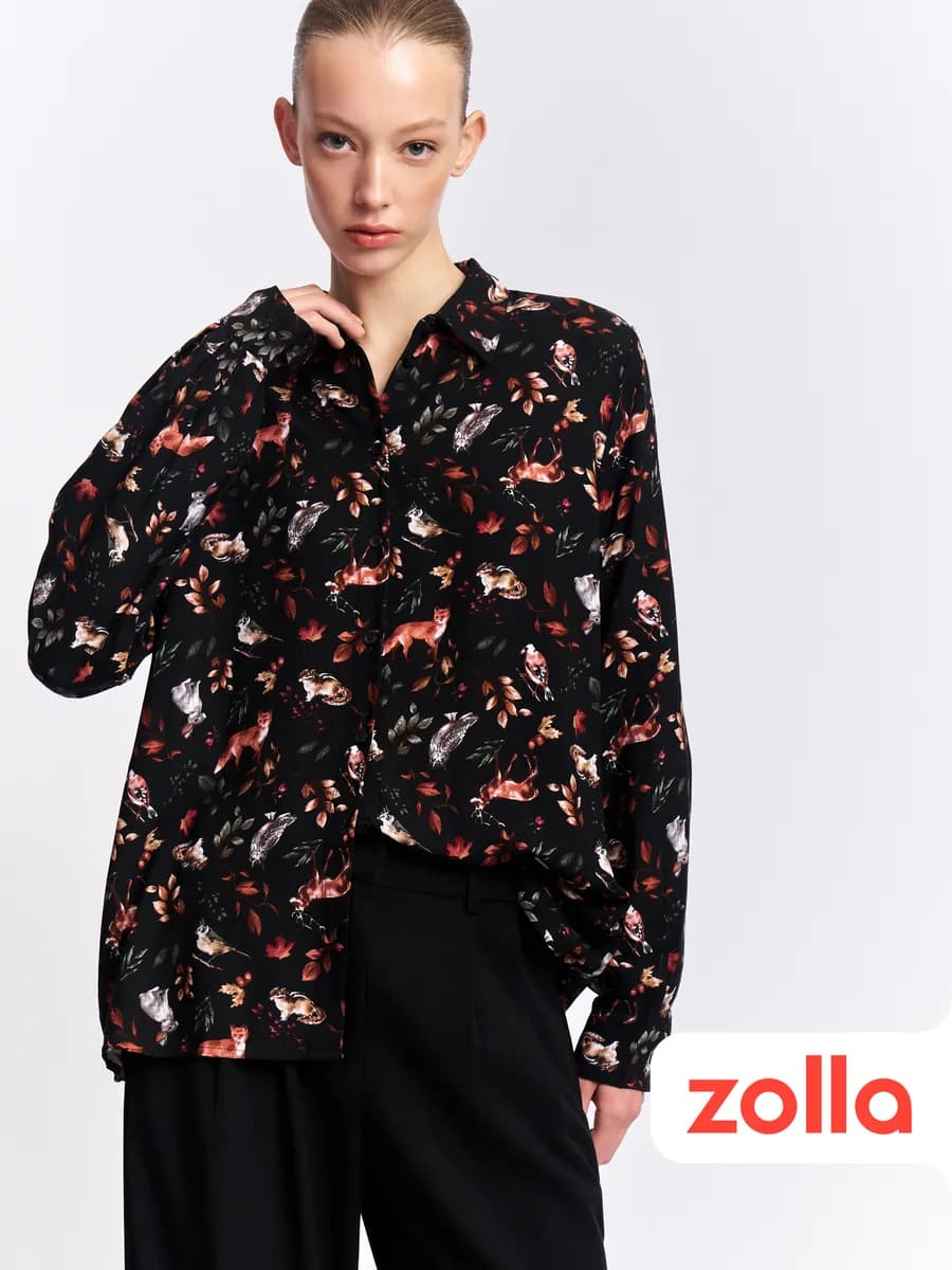 Женская рубашка из вискозы с принтом