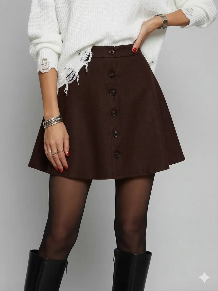 Юбка короткая мини коричневая