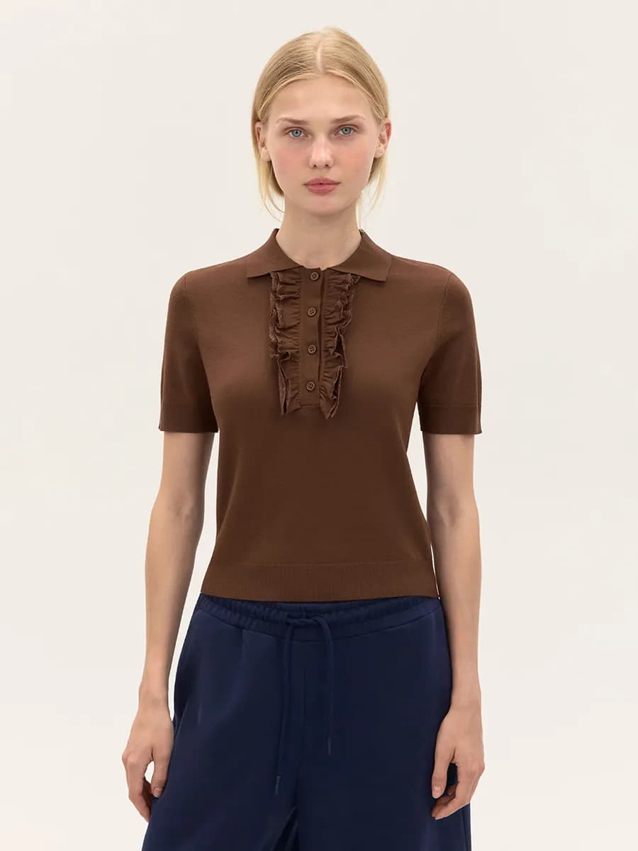 Джемпер-поло вискозный с рюшами