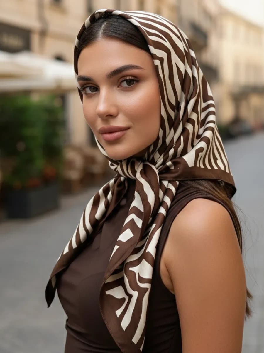 Платок косынка на голову и шею шелковый