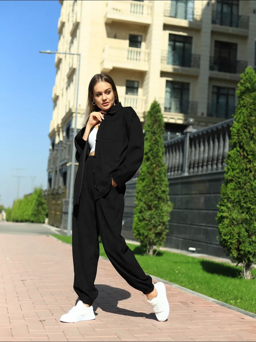 Спортивный Брючный Вельветовый костюм рубашка и штаны