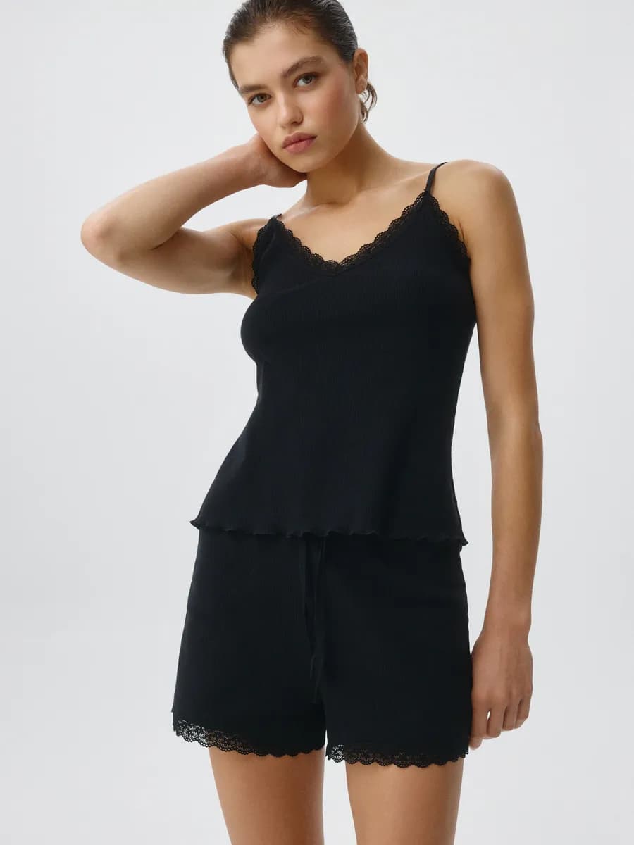 Домашний топ с кружевом