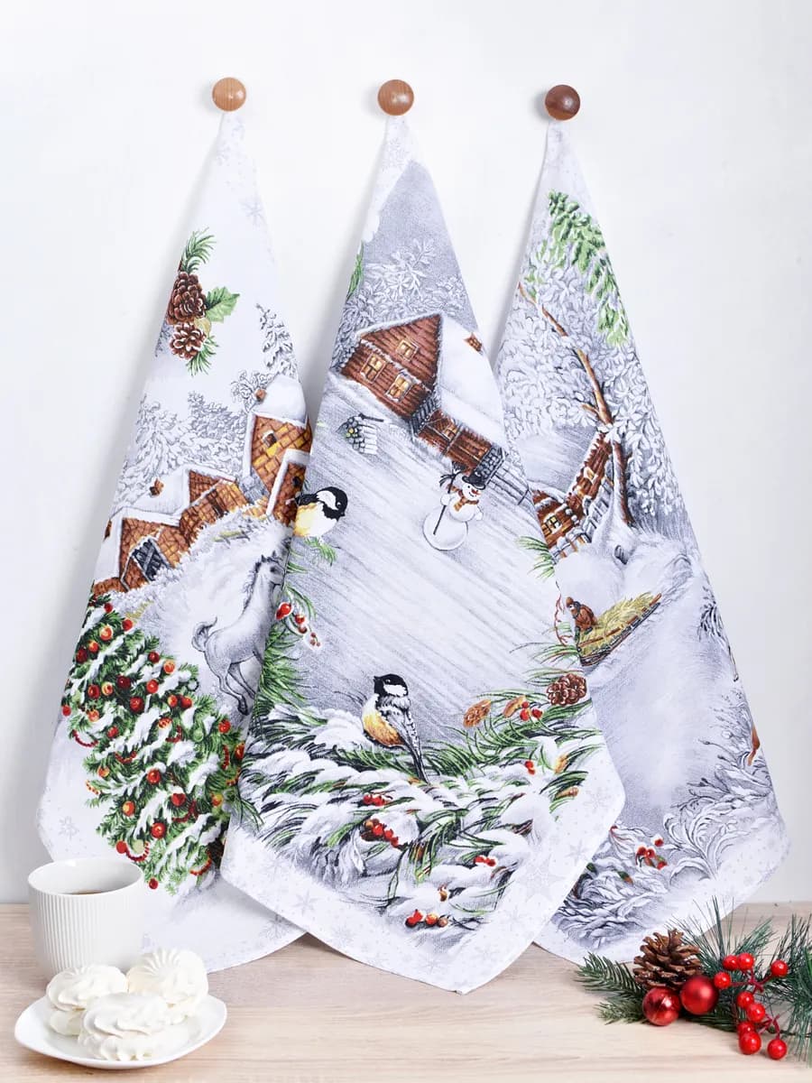 Полотенца кухонные набор 3 шт 60х47 см рогожка