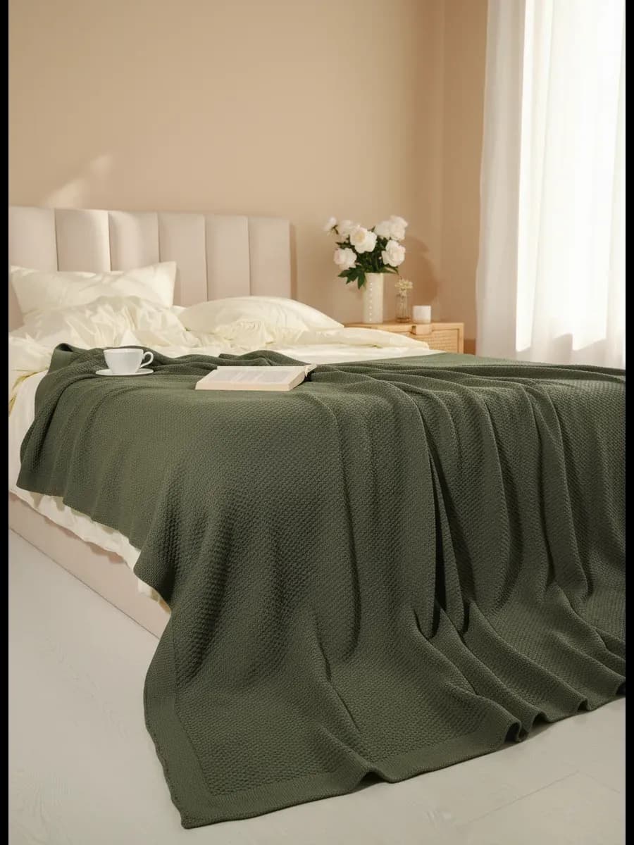 Плед 150х200 покрывало на диван кровать вязаный детский