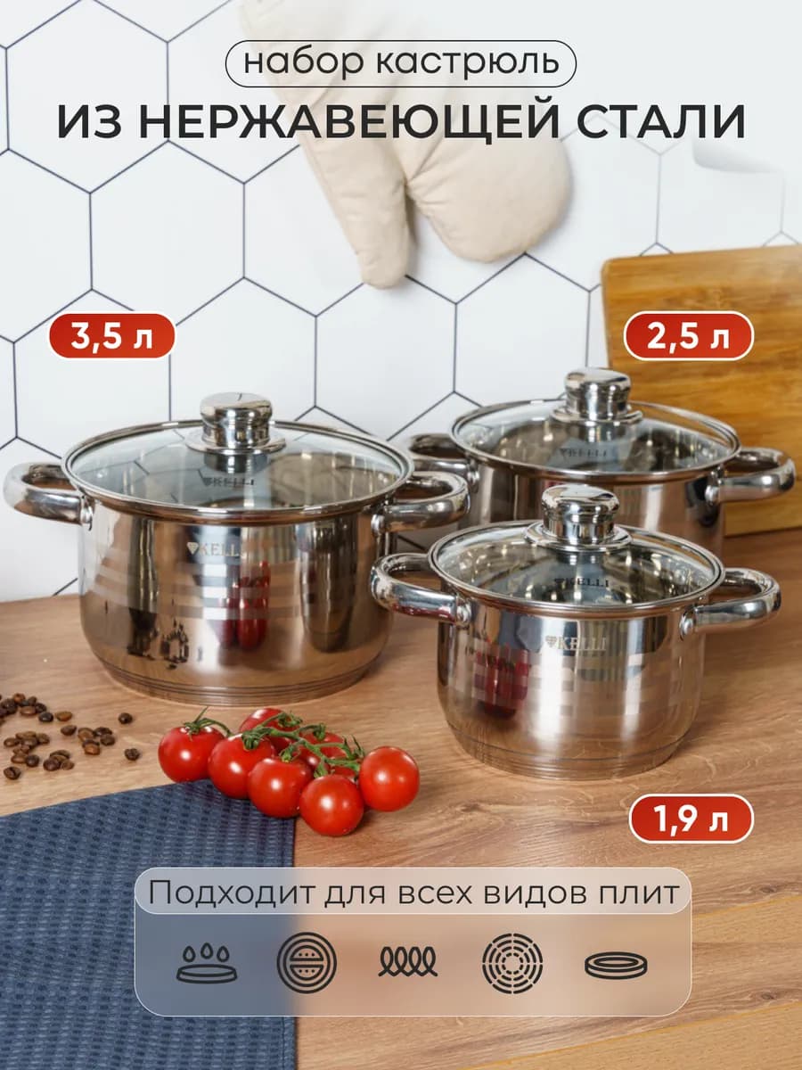 Набор кастрюль с крышками