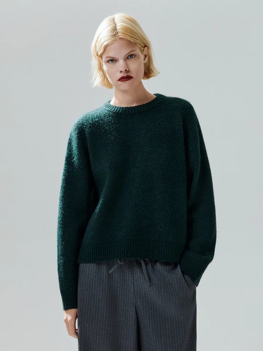 Джемпер базовый вязаный с шерстью оверсайз - фото 1