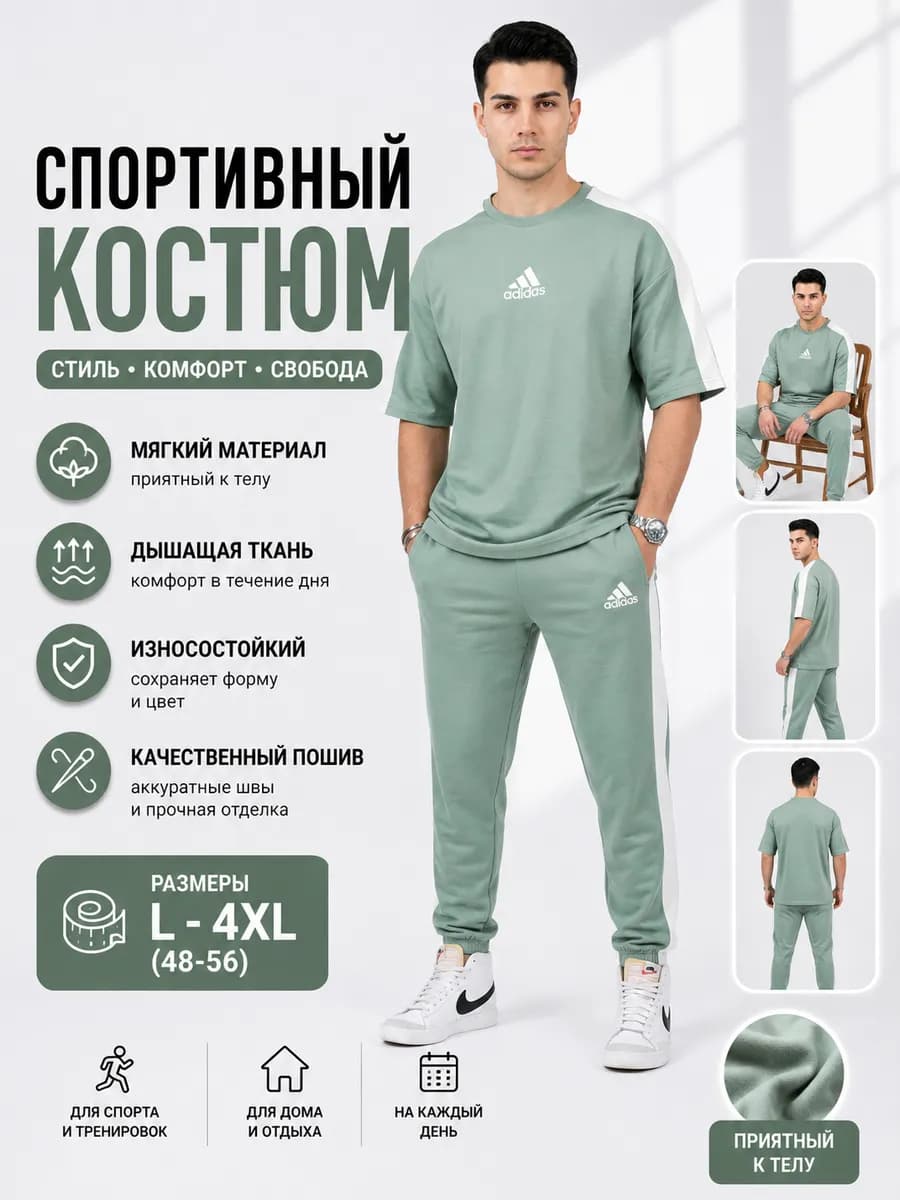 Спортивный костюм с брюками и футболкой