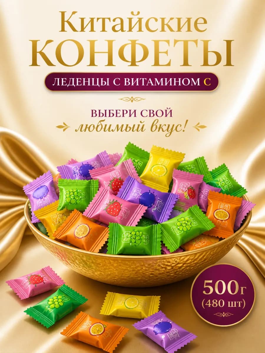 Китайские конфеты фруктовое драже 500 гр без сахара