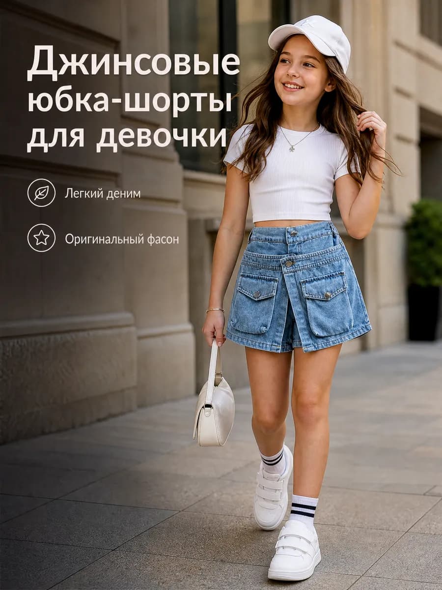 Юбка-шорты для девочки джинсовые
