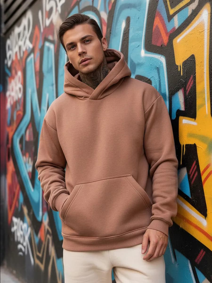 Худи оверсайз с капюшоном теплая с начесом