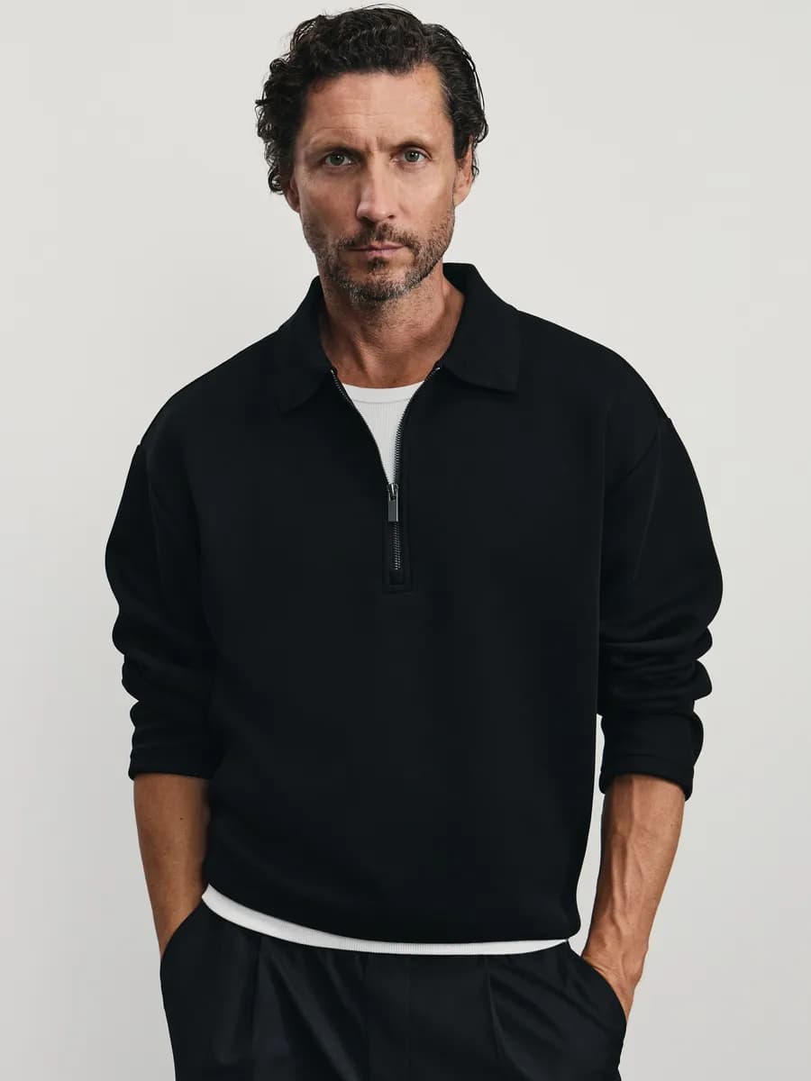 Толстовка оверсайз на молнии с воротником