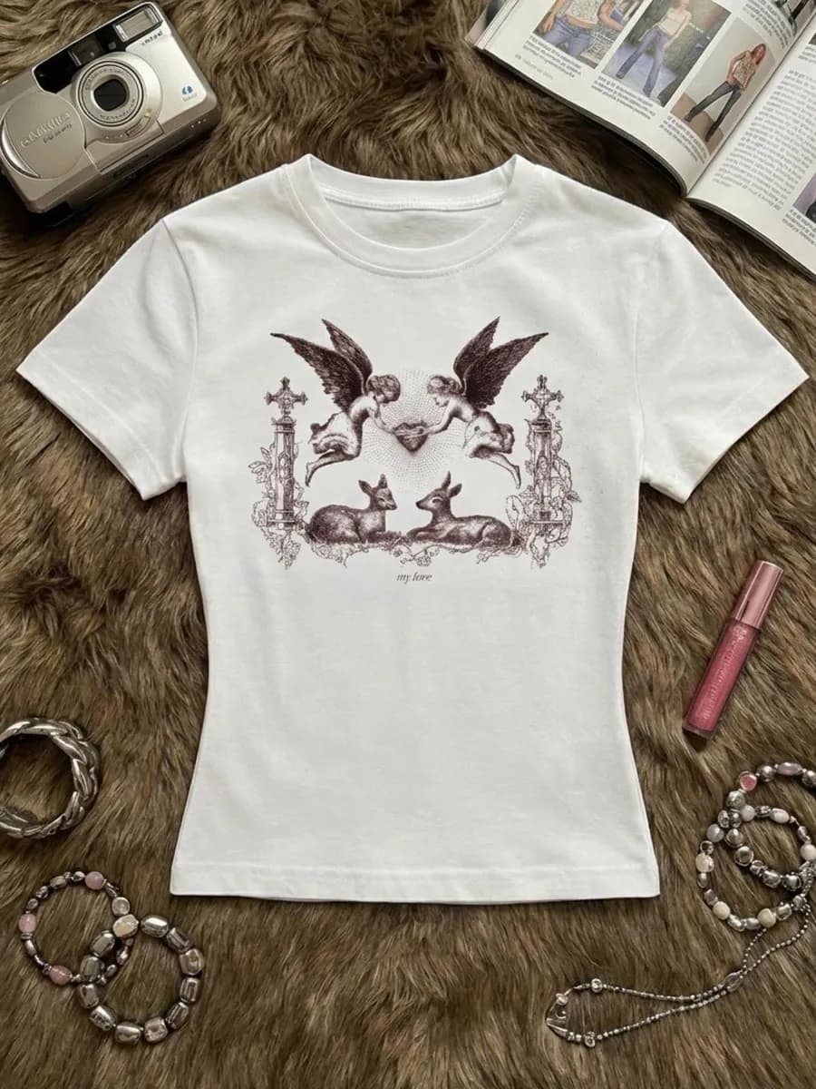 Футболка облегающая с принтом