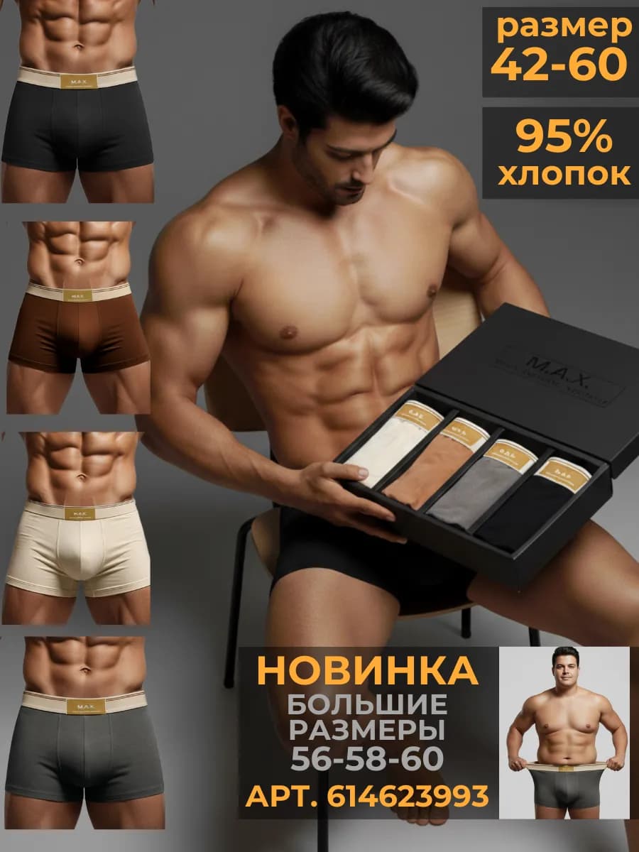 Трусы боксеры набор 4 шт